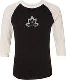 Grey Namaste Lotus Eco Raglan 3/4 Sleeve Yoga Tee Shirt - Yoga Clothing for You