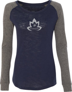 Grey Namaste Lotus Preppy Patch Yoga Tee Shirt - Yoga Clothing for You