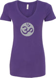 Big OM Print Ideal V-neck Yoga Tee Shirt - Yoga Clothing for You