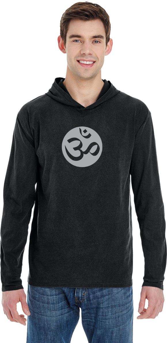 Big OM Print Pigment Hoodie Yoga Tee Shirt - Yoga Clothing for You