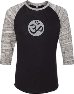 Big OM Print Eco Raglan 3/4 Sleeve Yoga Tee Shirt - Yoga Clothing for You