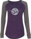 Big OM Print Preppy Patch Yoga Tee Shirt - Yoga Clothing for You