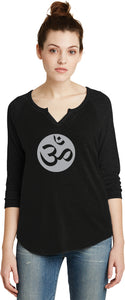Big OM Print 3/4 Sleeve Vintage Yoga Tee Shirt - Yoga Clothing for You