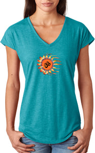 OHM Sun Triblend V-neck Yoga Tee Shirt - Yoga Clothing for You