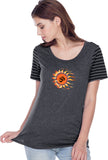 OHM Sun Striped Multi-Contrast Yoga Tee Shirt - Yoga Clothing for You