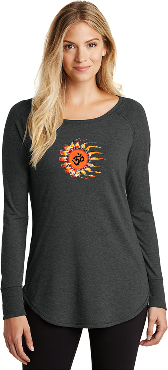 OHM Sun Triblend Long Sleeve Tunic Yoga Shirt - Yoga Clothing for You
