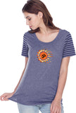 OHM Sun Striped Multi-Contrast Yoga Tee Shirt - Yoga Clothing for You