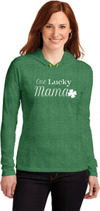 St Patricks Day One Lucky Mama Ladies Lightweight Hoodie - Yoga Clothing for You
