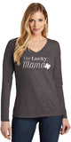 St Patricks Day One Lucky Mama Ladies Long Sleeve V-neck Shirt - Yoga Clothing for You