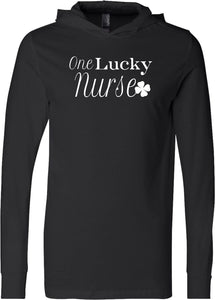 St Patricks Day One Lucky Nurse Lightweight Hooded Shirt - Yoga Clothing for You