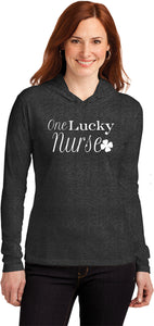 St Patricks Day One Lucky Nurse Ladies Lightweight Hoodie - Yoga Clothing for You