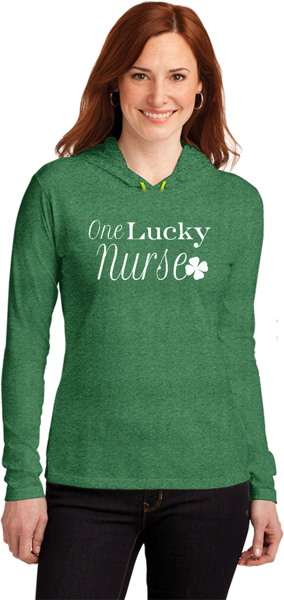 St Patricks Day One Lucky Nurse Ladies Lightweight Hoodie - Yoga Clothing for You