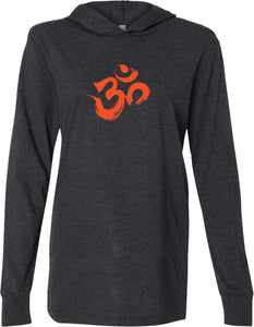 Orange Brushstroke AUM Lightweight Yoga Hoodie Tee Shirt - Yoga Clothing for You