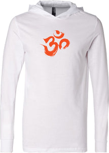 Orange Brushstroke AUM Lightweight Yoga Hoodie Tee Shirt - Yoga Clothing for You