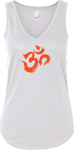 Orange Brushstroke AUM Lightweight Flowy Yoga Tank Top - Yoga Clothing for You