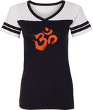 Orange Brushstroke AUM Powder Puff Yoga Tee Shirt - Yoga Clothing for You