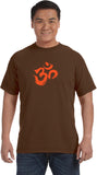 Orange Brushstroke AUM Pigment Dye Yoga Tee Shirt - Yoga Clothing for You