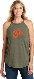 Orange Brushstroke AUM Triblend Yoga Rocker Tank Top - Yoga Clothing for You