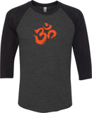 Orange Brushstroke AUM Eco Raglan 3/4 Sleeve Yoga Tee - Yoga Clothing for You