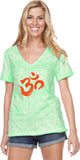 Orange Brushstroke AUM Burnout V-neck Yoga Tee Shirt - Yoga Clothing for You
