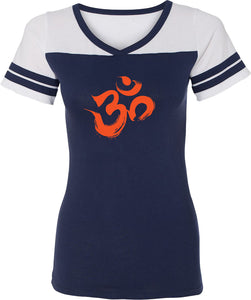 Orange Brushstroke AUM Powder Puff Yoga Tee Shirt - Yoga Clothing for You