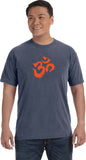 Orange Brushstroke AUM Pigment Dye Yoga Tee Shirt - Yoga Clothing for You