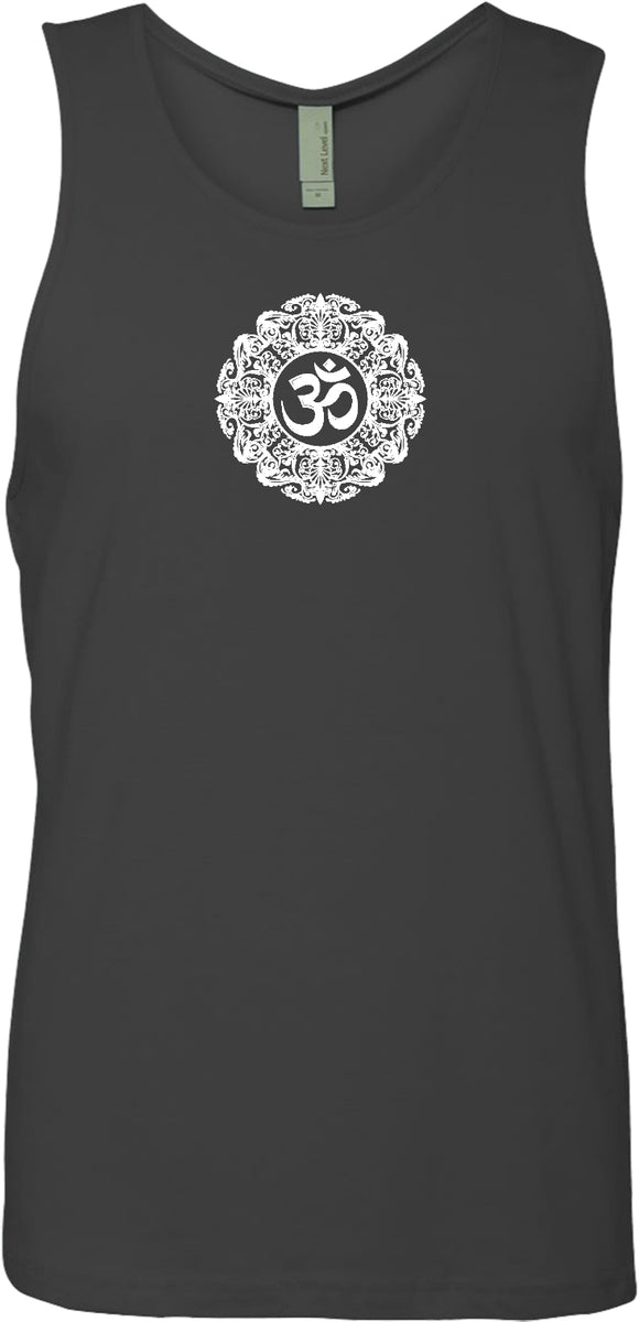 White Ornate OM Premium Yoga Tank Top - Yoga Clothing for You