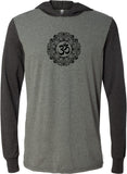Black Ornate OM Lightweight Yoga Hoodie Tee Shirt - Yoga Clothing for You