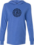 Black Ornate OM Lightweight Yoga Hoodie Tee Shirt - Yoga Clothing for You