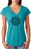 Black Ornate OM Triblend V-neck Yoga Tee Shirt - Yoga Clothing for You