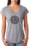 Black Ornate OM Triblend V-neck Yoga Tee Shirt - Yoga Clothing for You