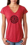 Black Ornate OM Triblend V-neck Yoga Tee Shirt - Yoga Clothing for You