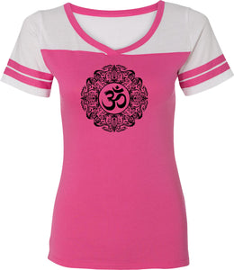 Black Ornate OM Powder Puff Yoga Tee Shirt - Yoga Clothing for You