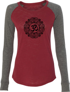 Black Ornate OM Preppy Patch Yoga Tee Shirt - Yoga Clothing for You