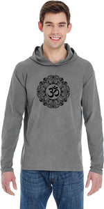 Black Ornate OM Heavyweight Pigment Hoodie Yoga Tee Shirt - Yoga Clothing for You
