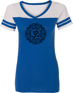 Black Ornate OM Powder Puff Yoga Tee Shirt - Yoga Clothing for You