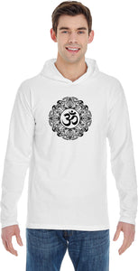 Black Ornate OM Heavyweight Pigment Hoodie Yoga Tee Shirt - Yoga Clothing for You