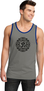 Black Ornate OM 100% Cotton Ringer Yoga Tank Top - Yoga Clothing for You