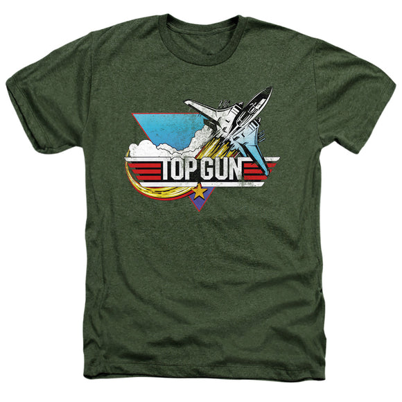 Top Gun Heather T-Shirt Vintage Logo Military Tee - Yoga Clothing for You