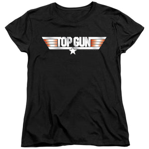 Top Gun Womens T-Shirt Logo Black Tee - Yoga Clothing for You