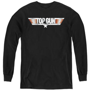 Top Gun Kids Long Sleeve Shirt Logo Black Tee - Yoga Clothing for You