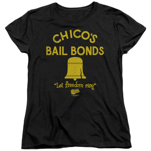 The Bad News Bears Womens T-Shirt Chico's Bail Bonds Black Tee - Yoga Clothing for You