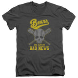 The Bad News Bears Slim Fit V-Neck T-Shirt Always Bad Skull Charcoal Tee - Yoga Clothing for You
