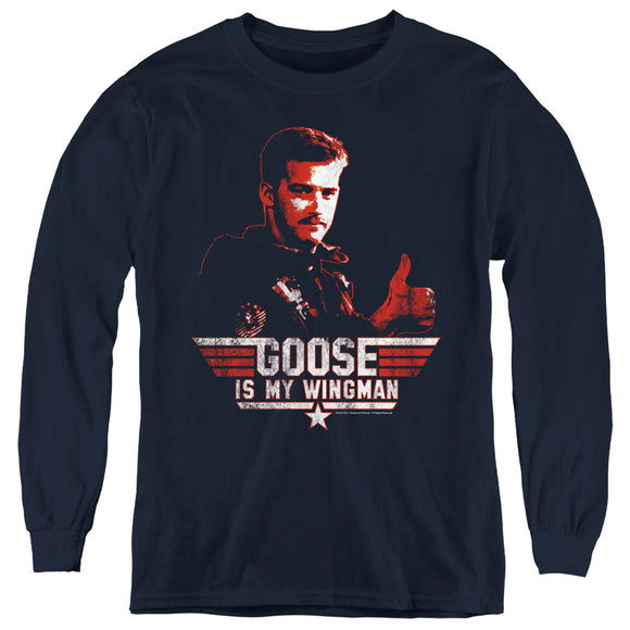 Top Gun Kids Long Sleeve Shirt Goose is My Wingman Navy Tee - Yoga Clothing for You