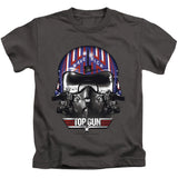 Top Gun Boys T-Shirt Maverick Helmet Charcoal Tee - Yoga Clothing for You