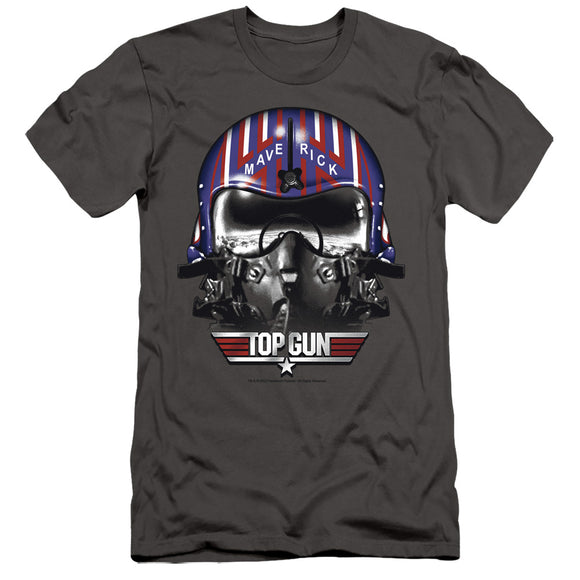 Top Gun Slim Fit T-Shirt Maverick Helmet Charcoal Tee - Yoga Clothing for You