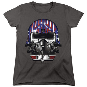 Top Gun Womens T-Shirt Maverick Helmet Charcoal Tee - Yoga Clothing for You
