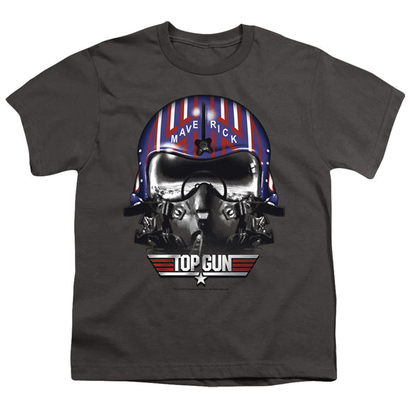 Top Gun Kids T-Shirt Maverick Helmet Charcoal Tee - Yoga Clothing for You