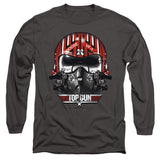 Top Gun Long Sleeve T-Shirt Goose Helmet Charcoal Tee - Yoga Clothing for You