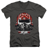 Top Gun Slim Fit V-Neck T-Shirt Goose Helmet Charcoal Tee - Yoga Clothing for You